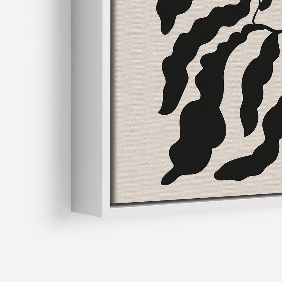 Obraz w ramie 80x80 - Księga Odbić - abstrakcyjne liśćie, roślinne motywy - rama biała