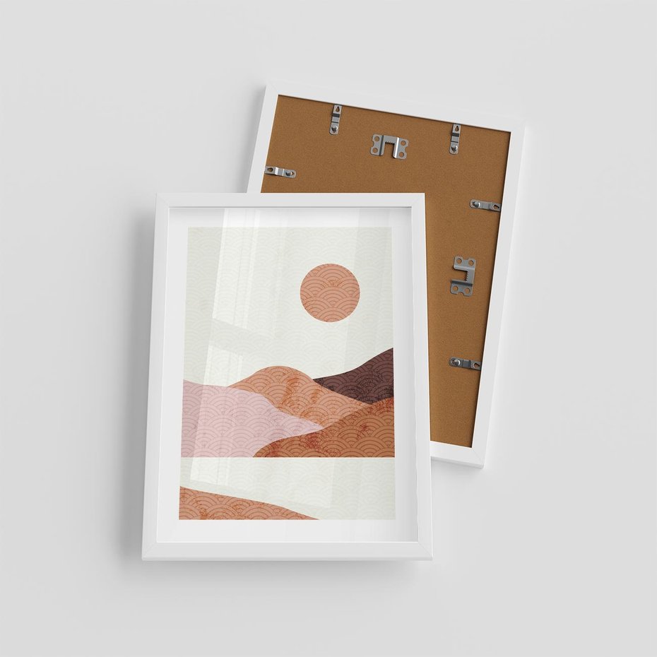 Plakat w ramie 30x40 - Górskie Wzory - nowoczesna sztuka, góry - rama biała