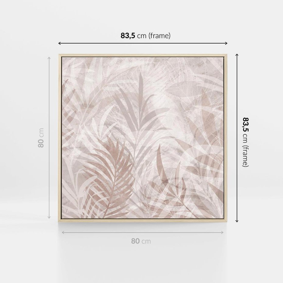 Obraz w ramie 80x80 - Pejzaż zaklętych uczuć - monochromatyczne, w odcieniach beżu - rama drewno