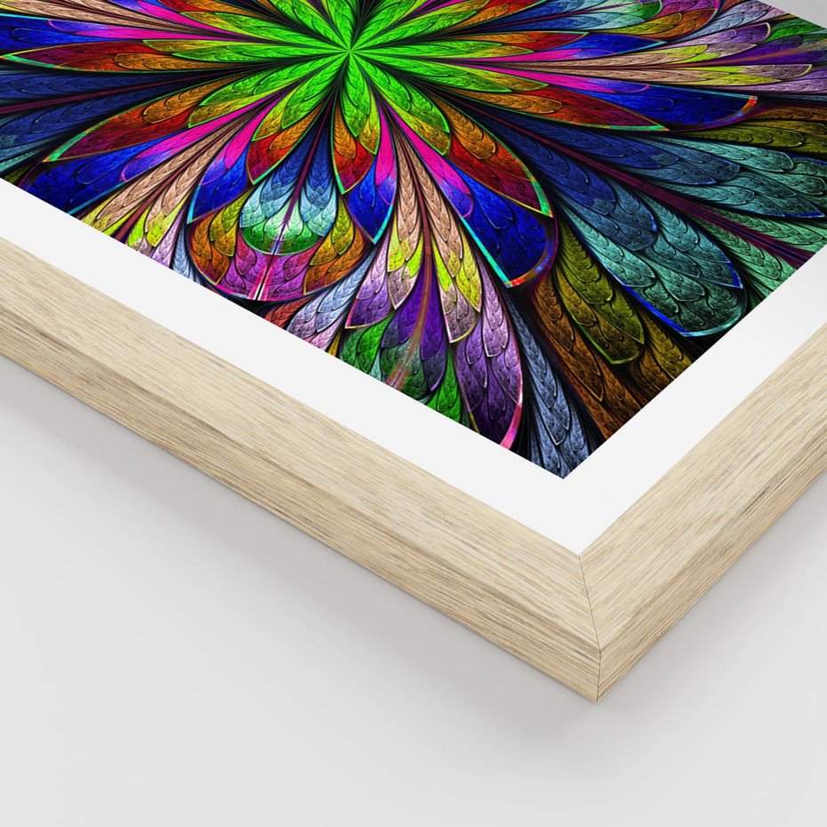 Plakat w ramie 40x50 - Witrażowa magia na płótnie - witraż, sztuka - rama drewno