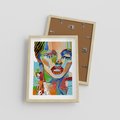 Plakat w ramie 30x40 - Kolorowe Formy - abstrakcyjny portret kobiety, twarz - rama drewno