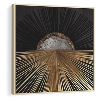 Obraz w ramie 50x50 - Metaliczne Boho Abstrakcje - boho, słońce - rama drewno