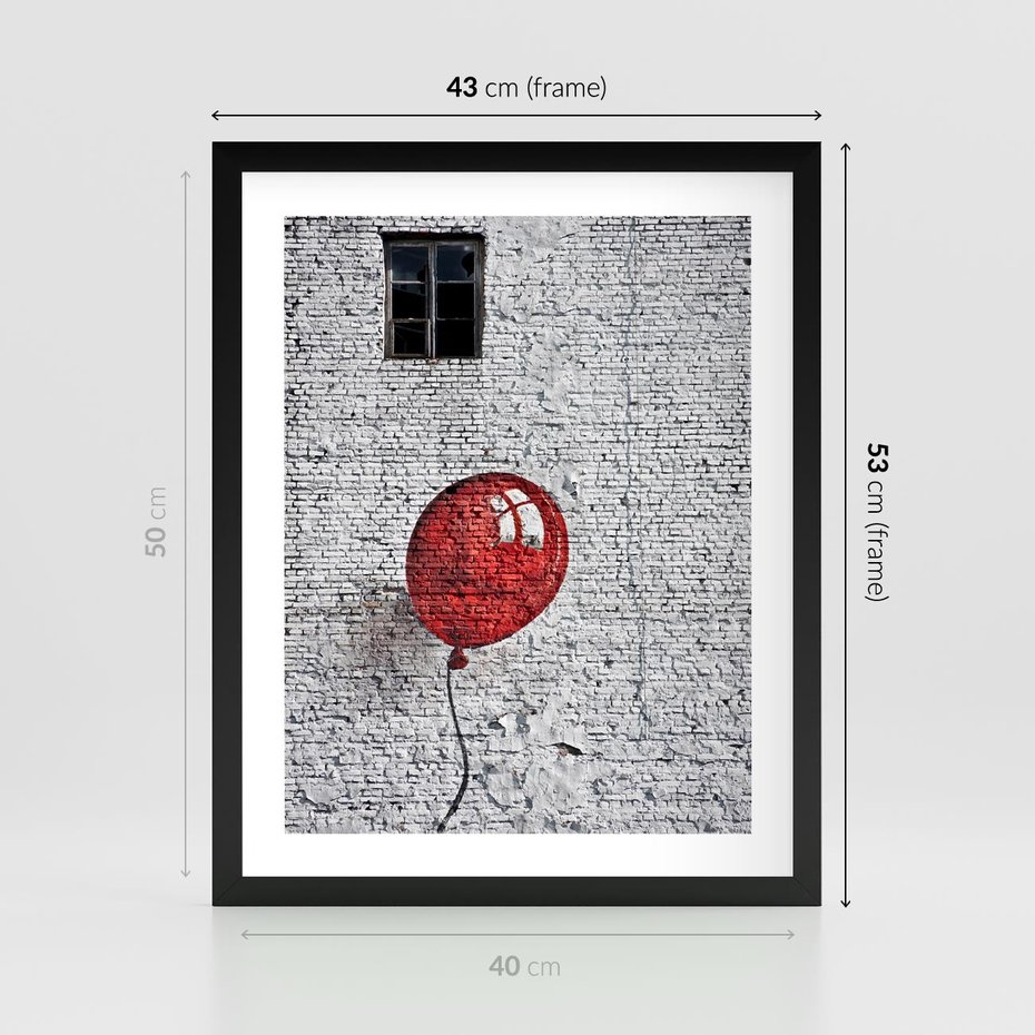 Plakat w ramie 40x50 - Mur Balonów - mur, balon - rama czarna