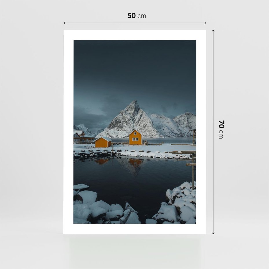 Plakat bez ramy 50x70 - Minimalizm i Urok Natury - skandynawskie, domki