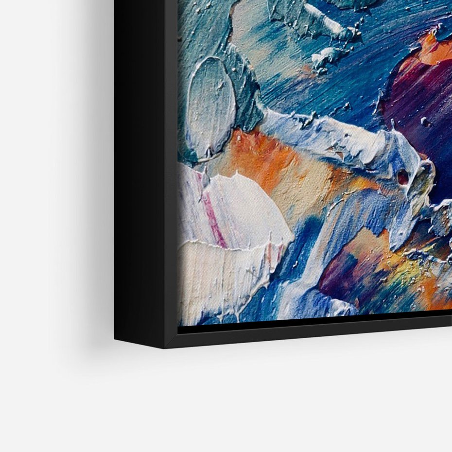 Obraz w ramie 70x100 - Rytmy ukrytych pragnień - chaos i abstrakcja, plamy koloru - rama czarna