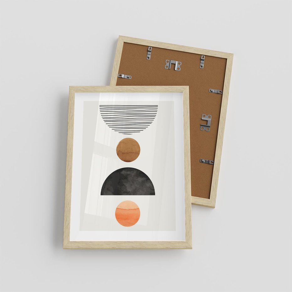 Plakat w ramie 30x40 - Geometryczna Przygoda - nowoczesna grafika, geometria - rama drewno