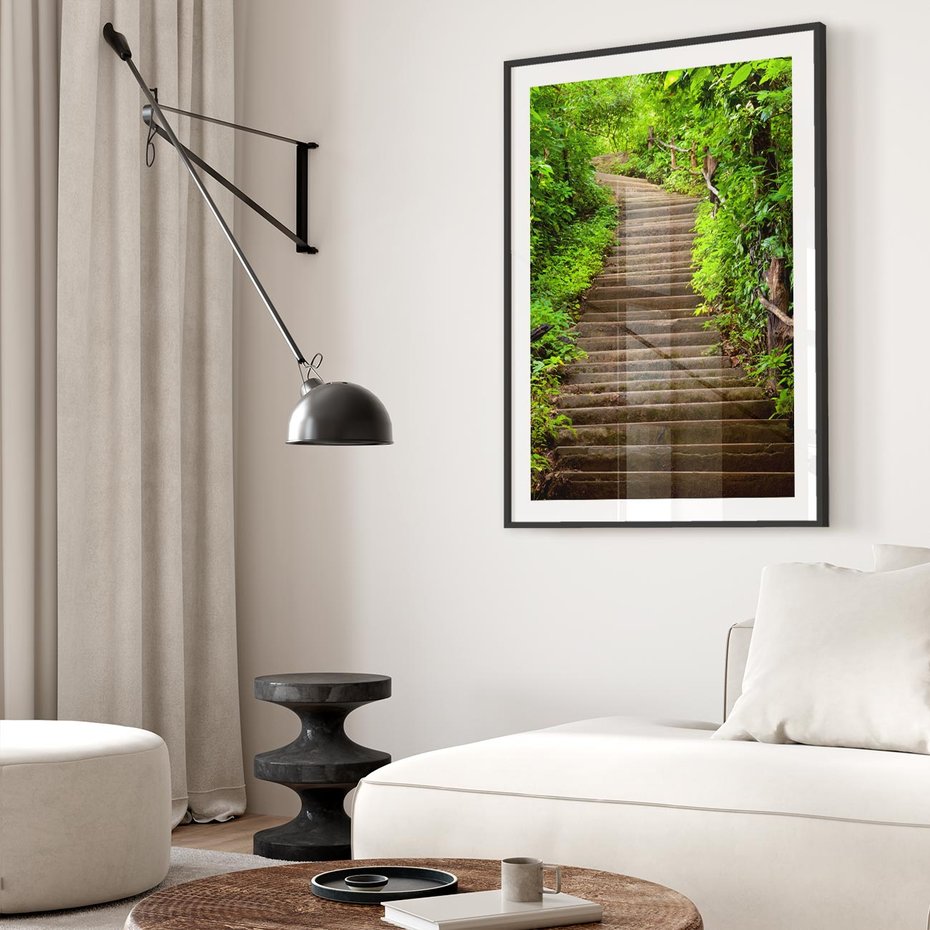 Plakat w ramie 30x40 - Magia Leśnej Ścieżki - ścieżka, w lesie - rama czarna