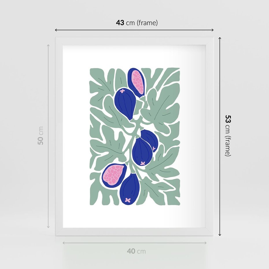 Plakat w ramie 40x50 - Figi Fioletu - figi, sztuka nowoczesna - rama biała