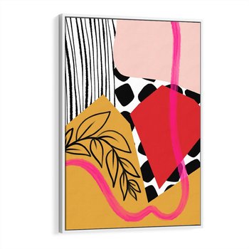 Obraz w ramie 50x70 - Wnętrza Form - abstrakcyjna kompozycja, różne tekstury - rama biała