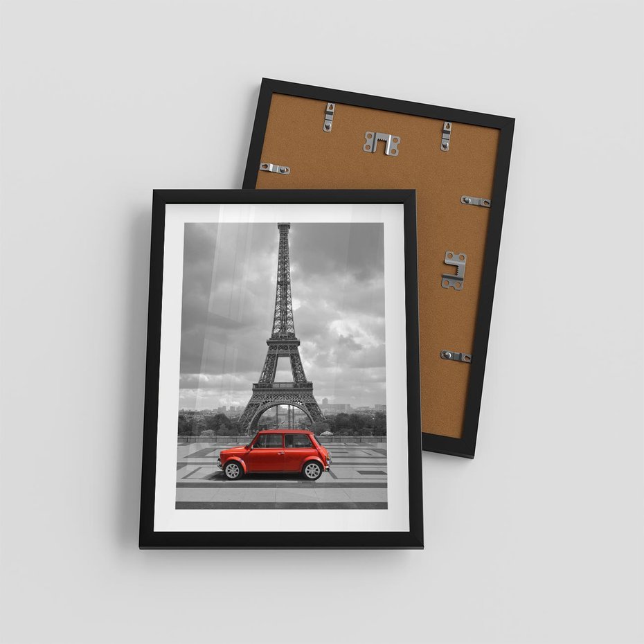 Plakat w ramie 30x40 - Paryż z wieżą Eiffla w tle - Paryż, Eiffla - rama czarna
