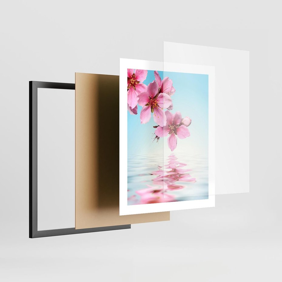 Plakat w ramie 40x50 - Magia kwitnącej wiśni - kwitnąca, wiśnia - rama czarna