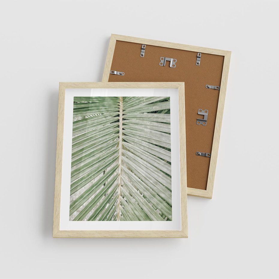 Plakat w ramie 40x50 - Jasna Zieleń Palmy - liść palmy, zbliżenie - rama drewno