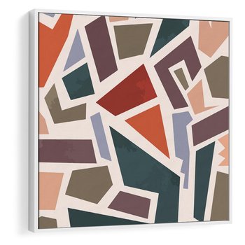 Obraz w ramie 50x50 - Modernistyczna Transcendencja - geometryczne kształty, mozaika - rama biała