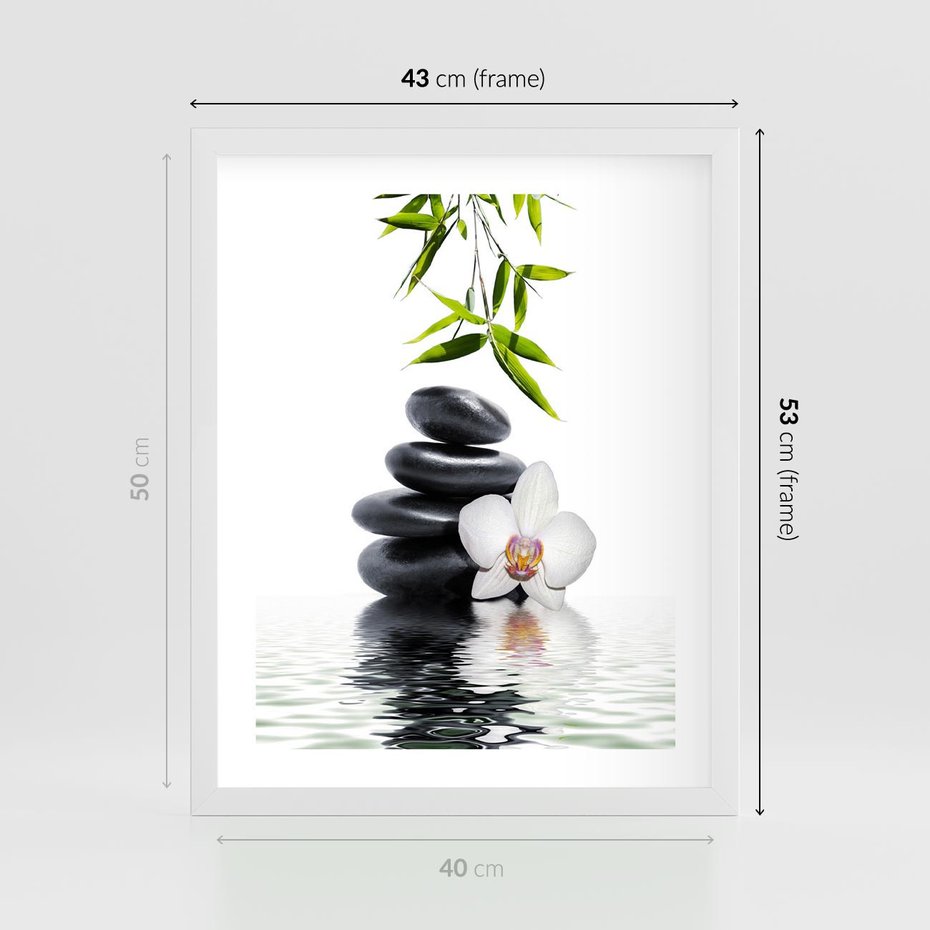 Plakat w ramie 40x50 - Orchidea w Spa - spa, orchidea - rama biała