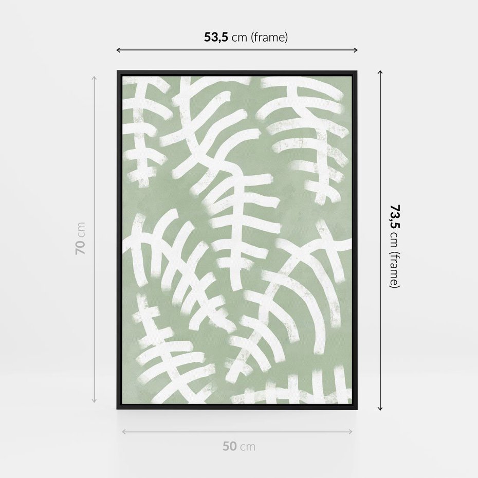 Obraz w ramie 50x70 - Oaza Zieleni - zielona abstrakcja, zgaszona zieleń - rama czarna