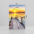 Obraz na płótnie 80x120 - Zachód nad jeziorem z pomostem - pomost, jezioro