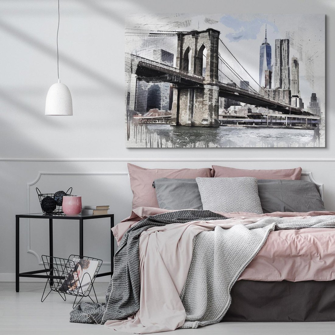 Obraz na płótnie 70x50 - Sztuka mostu w Nowym Jorku - sztuka, most