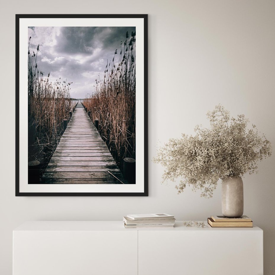 Plakat bez ramy 21x30 - Mglisty krajobraz - pomost, morze