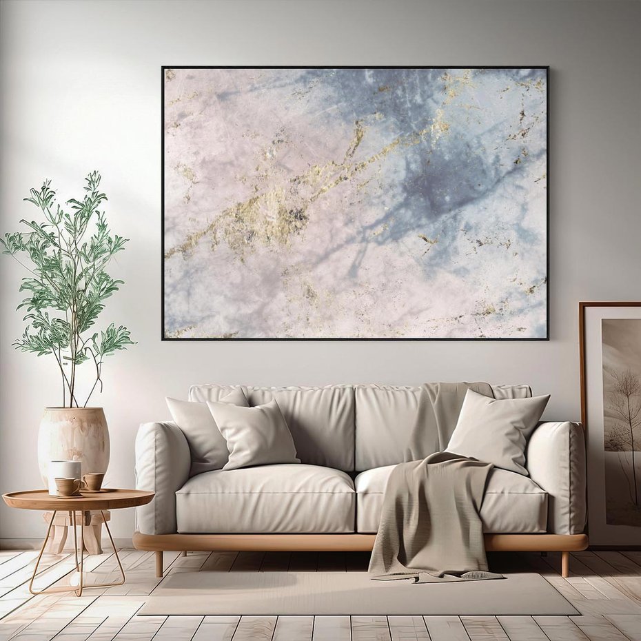 Obraz w ramie 100x70 - Luksusowa Dekoracja - marmur, złoto - rama czarna