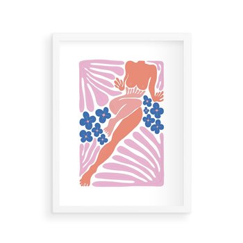 Plakat w ramie 50x70 - Opowieść Ognistych Rytów - nowoczesny kobiecy akt, graficzne kształty - rama biała