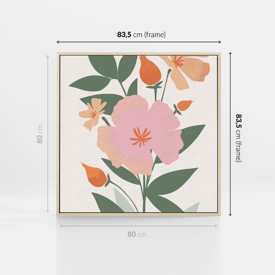 Obraz w ramie 80x80 - Kwiatowe Nastroje - kwiat, sztuka nowoczesna - rama drewno