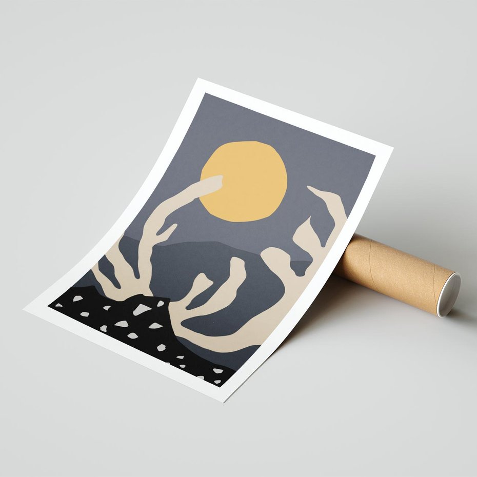 Plakat bez ramy 21x30 - Tajemniczy Księżyc - nowoczesna sztuka, plakat