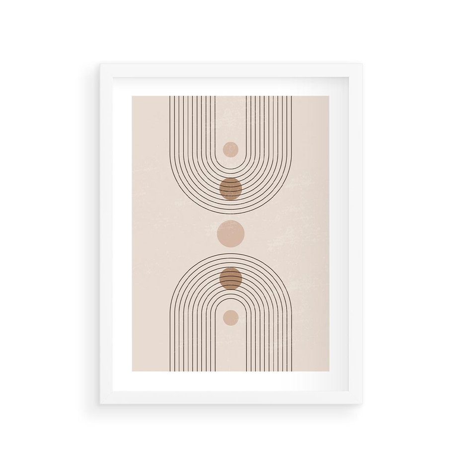 Plakat w ramie 30x40 - Zgeometryzowane Wizje - boho plakat, minimalizm - rama biała
