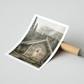 Plakat bez ramy 21x30 - Urok Drewnianej Chatki w Górach - chatka w górach, drewniany domek
