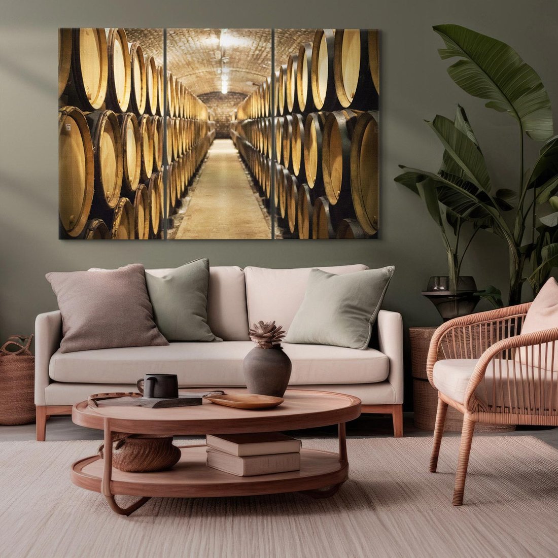 Obraz na płótnie 120x80 - Winniczka - winnica, beczki