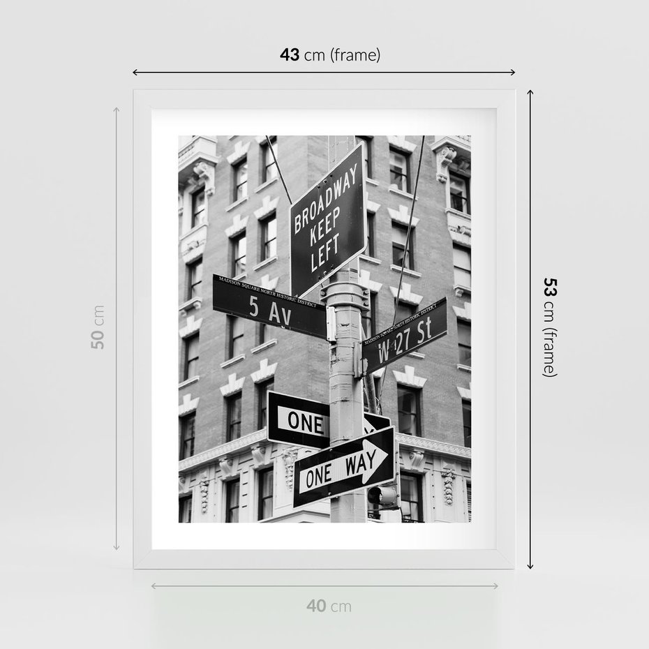 Plakat w ramie 40x50 - Nowojorska Droga - nowy jork, fotografia - rama biała