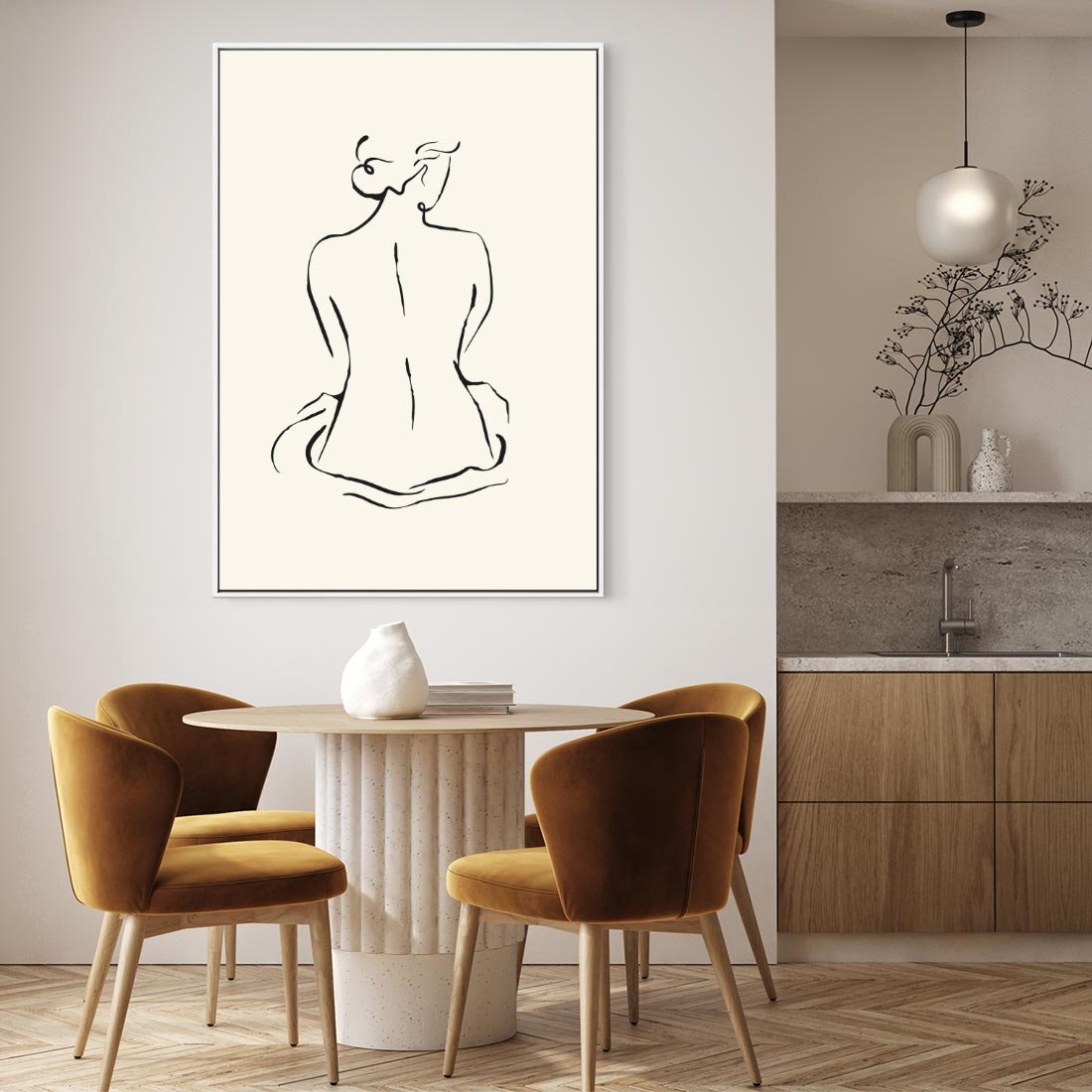 Obraz w ramie 80x120 - Migotliwa Symfonia - kobieta akt, minimalizm - rama biała