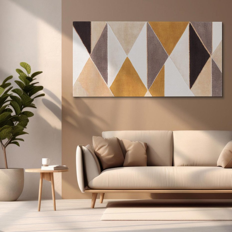 Obraz na płótnie 120x60 - Odblaski niespełnionych marzeń - kompozycja z trójkątów, mix kolorów ziemi