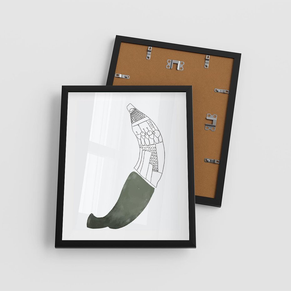 Plakat w ramie 40x50 - Rozkwitające Barwy Akwareli - minimalistyczny plakat, banan - rama czarna