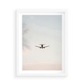 Plakat w ramie 50x70 - W Powietrzu: Samolot na Niebie - samolot w przestworzach, samolot na niebie - rama biała