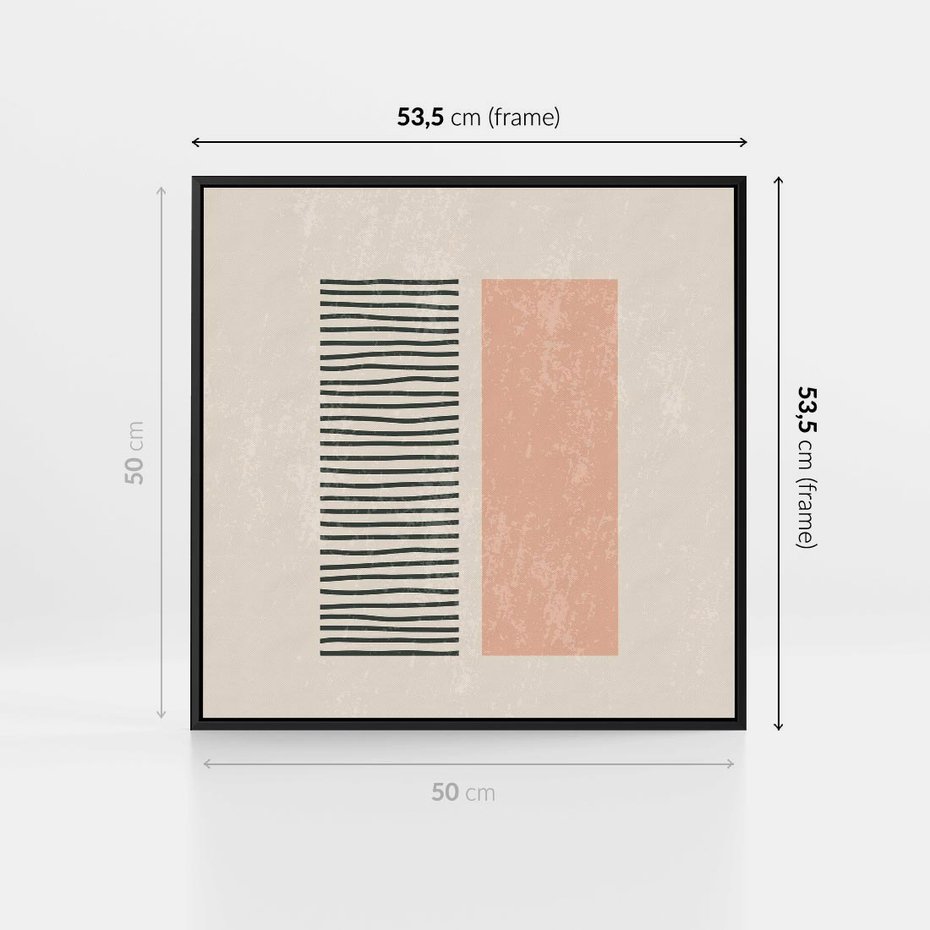 Obraz w ramie 50x50 - Przenikająca Kreatywność - nowoczesna sztuka, minimalizm - rama czarna