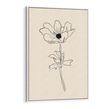 Obraz w ramie 80x120 - Przenikający Dialog - szkic kwiatu, mnimalistyczny szkic - rama biała