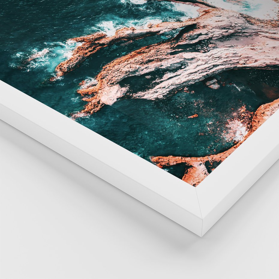 Zestaw obrazy w ramie 50x70 galeria - Typografia, morze, ocean, fale - rama biała