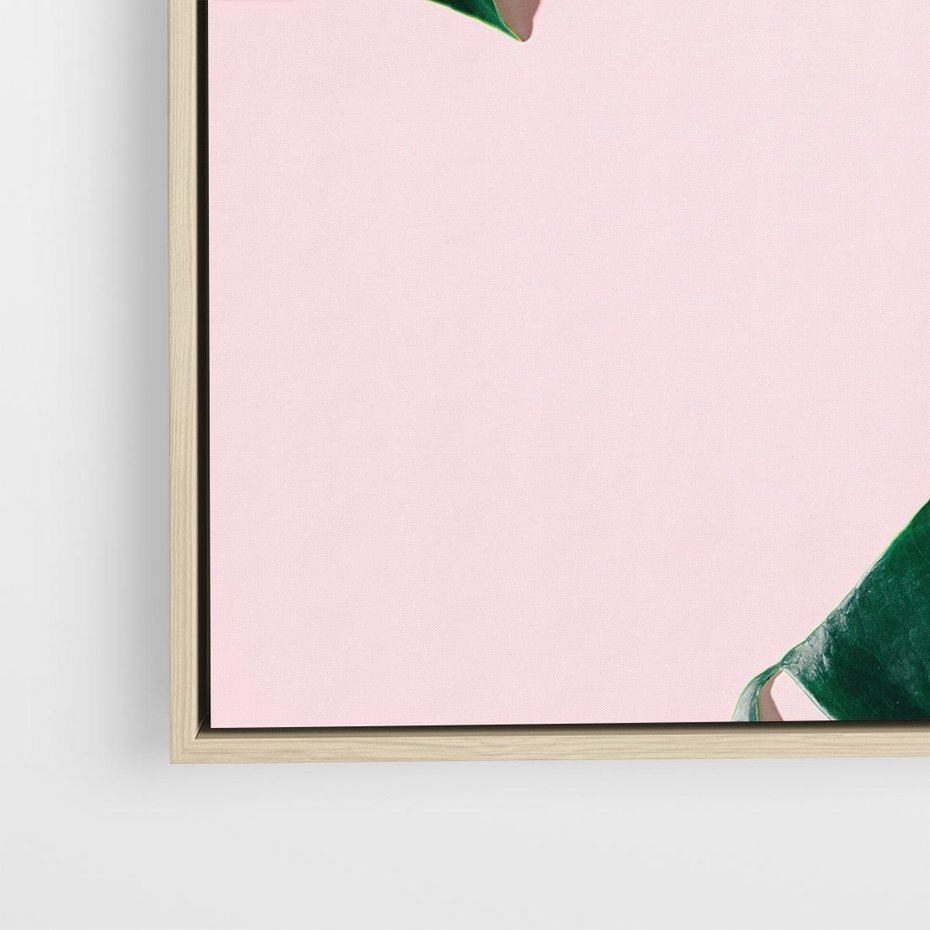 Obraz w ramie 50x50 - Siła Natury - liście, monstera - rama drewno