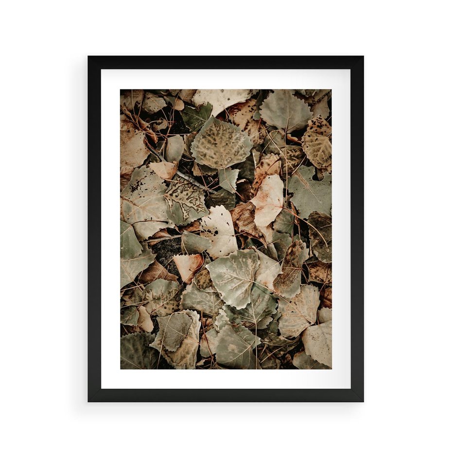 Plakat w ramie 40x50 - Magia Jesiennych Liści - liście, suche liście - rama czarna
