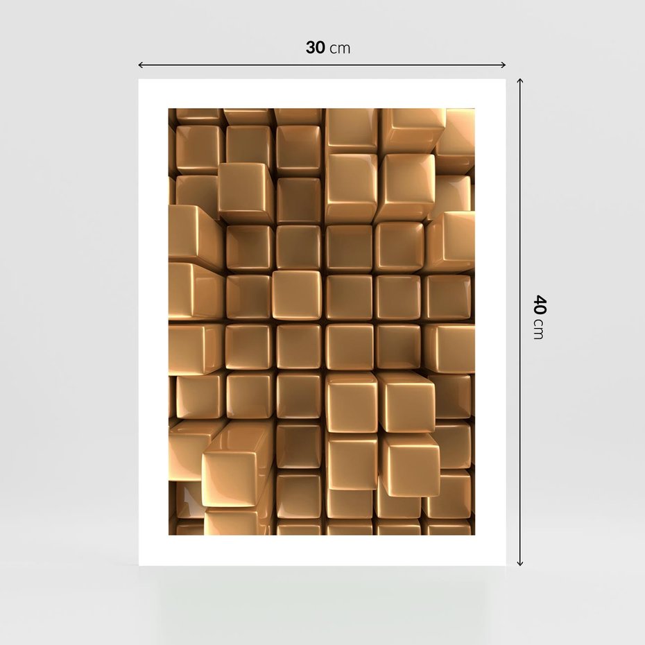 Plakat bez ramy 30x40 - Błyszcząca Elegancja - złoto, 3d