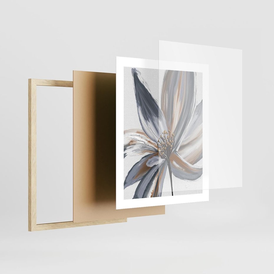 Plakat w ramie 40x50 - Olejne kwiaty - wyraz emocji - kwiaty, malowane - rama drewno
