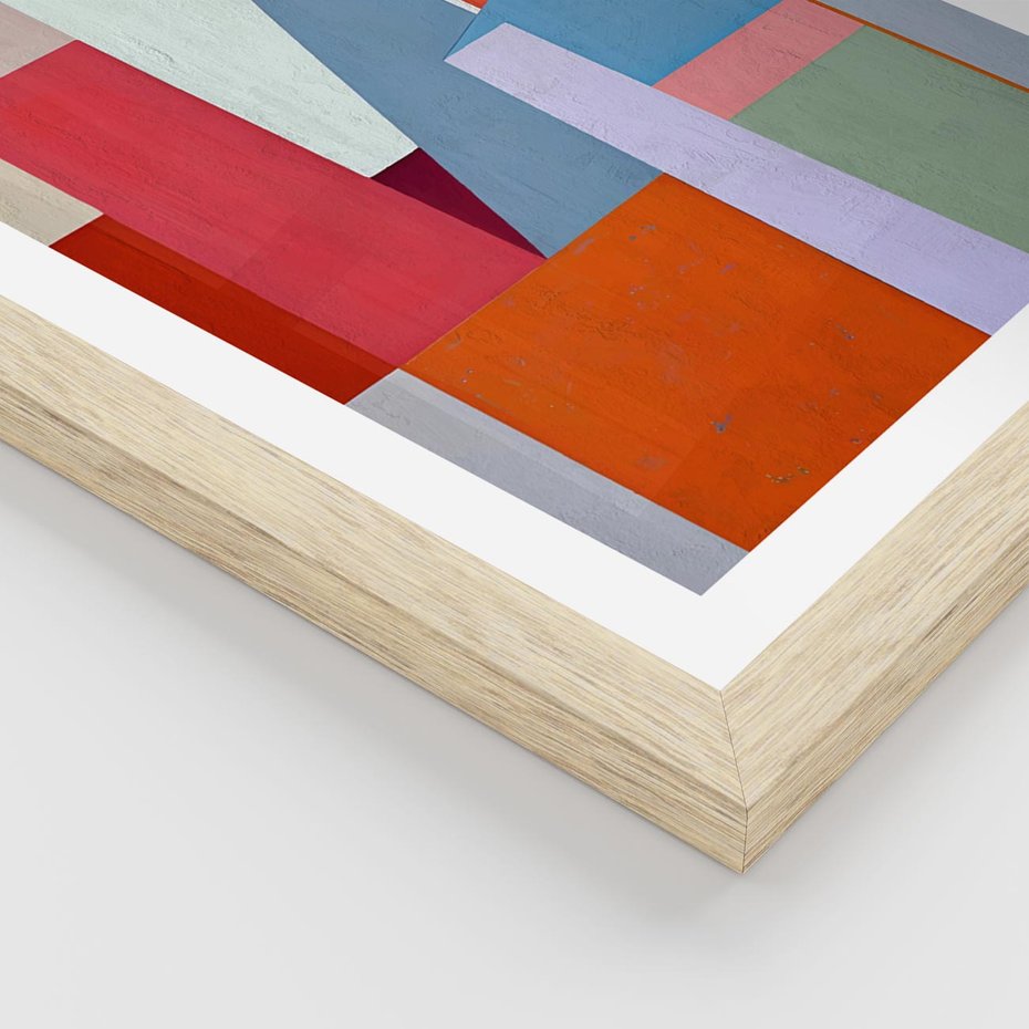 Plakat w ramie 40x50 - Migotliwe Nastroje Kształtów - różne geometryczne formy, olejny obraz - rama drewno