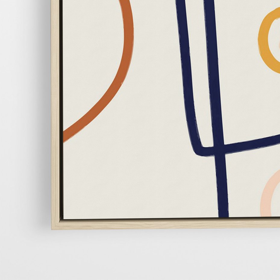 Obraz w ramie 80x120 - Manifestacje Dziwności - abstrakcja w stylu picasso, beżowe tło - rama drewno