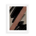 Plakat w ramie 50x70 - Mroczne Refrakcje - abstrakcja, czarne splatane linie - rama biała