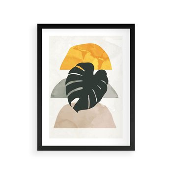 Plakat w ramie 30x40 - Monstera i Boho Elementy - grafika, boho klimat - rama czarna