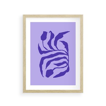 Plakat w ramie 30x40 - Boho Sztuka Wolności - kwiaty, energetyczne fioletowe tło - rama drewno