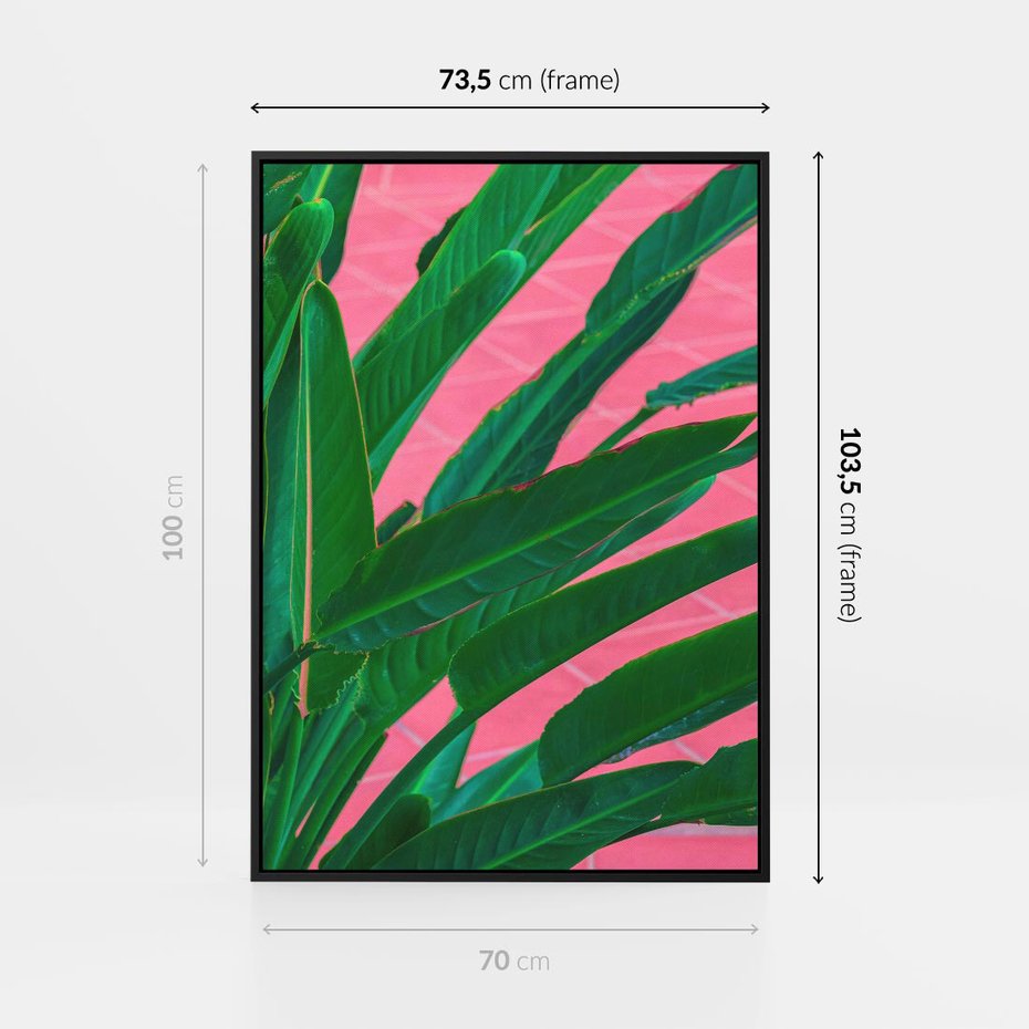 Obraz w ramie 70x100 - Odezwij się do przeszłości - liście, retro - rama czarna