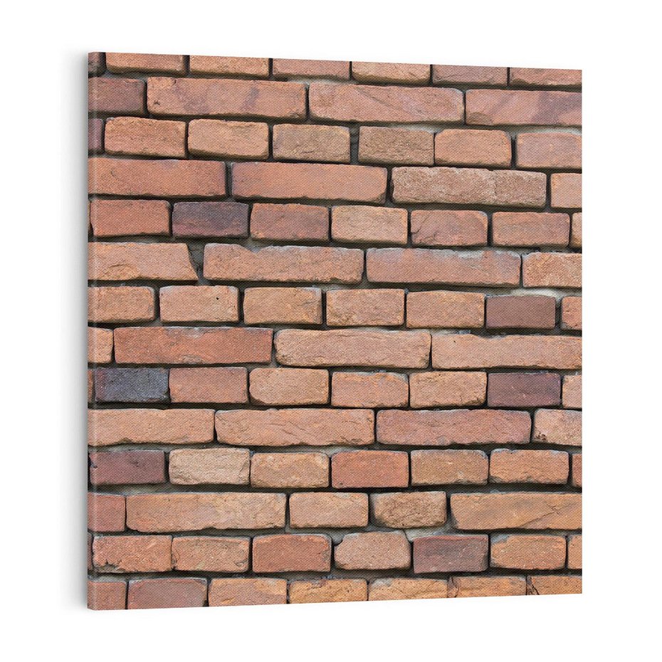 Obraz na płótnie 70x70 - Mur cegieł: industrialny urok - cegły, mur