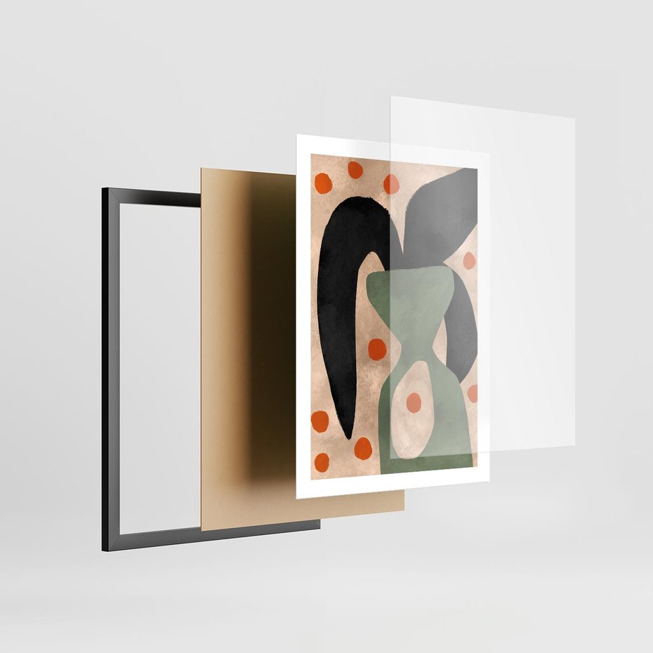 Plakat w ramie 50x70 - Impresje Boho - abstrakcyjny obraz, plakat - rama czarna