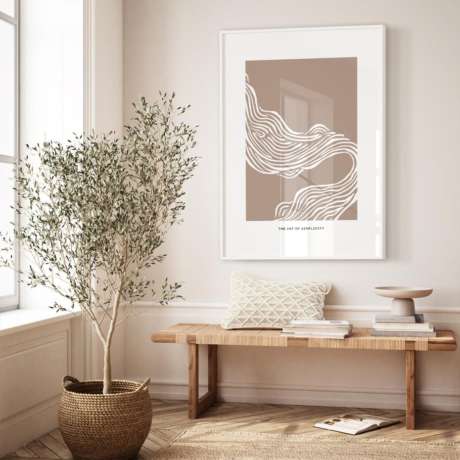 Plakat bez ramy 21x30 - Harmonijne Granice - sztuka minimalizmu, biała rycina